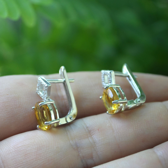 Cercei argint modernisti geometrici, Citrine si cristale CZ A Vintage Collection [3]