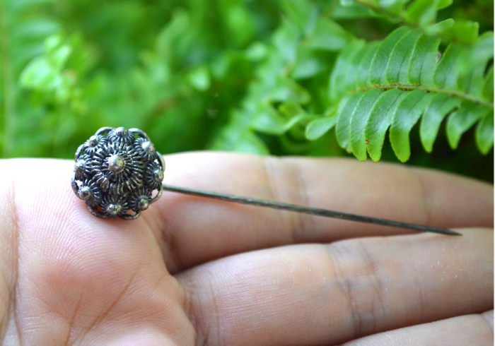 Ac de rever antic din argint, filigran balcanic [3]