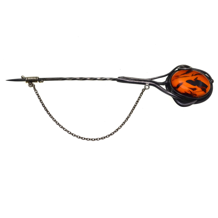 Ac de rever argint vintage, chihlimbar natural [1]