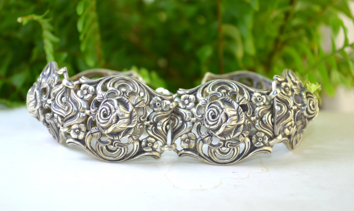 Bratara argint antica, design Baroque [4]