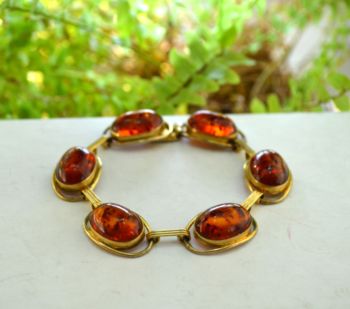 Bratara argint aurit chihlimbar Mid-Century | A Vintage Collection [4]