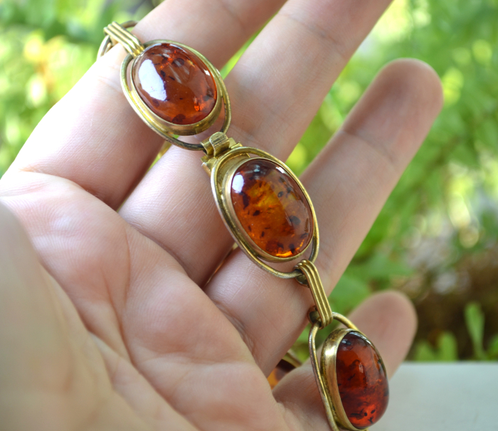 Bratara argint aurit chihlimbar Mid-Century | A Vintage Collection [3]