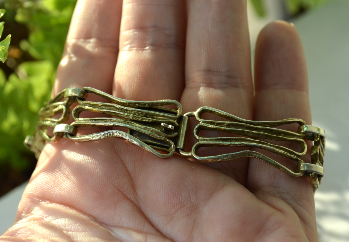 Bratara argint aurit Mid-Century, semnata Perli A Vintage Collection [3]