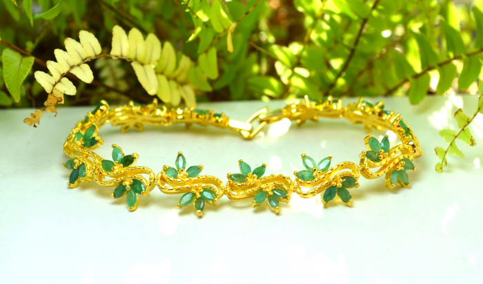 Bratara argint aurit, smaralde naturale [4]