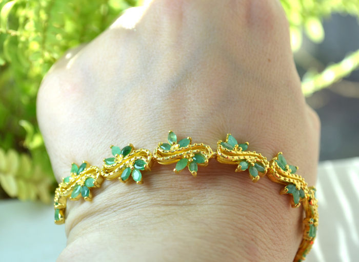 Bratara argint aurit, smaralde naturale [2]