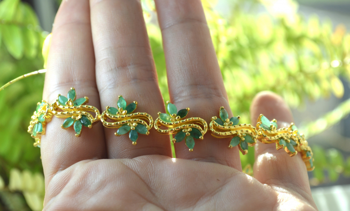 Bratara argint aurit, smaralde naturale [3]