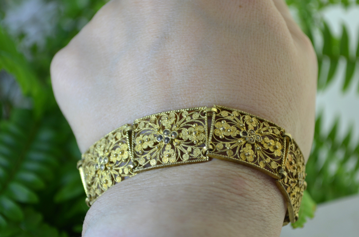 Bratara argint aurit vintage, filigran italian [2]