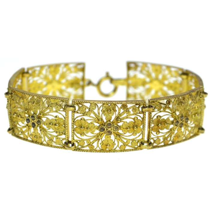 Bratara argint aurit vintage, filigran italian [1]