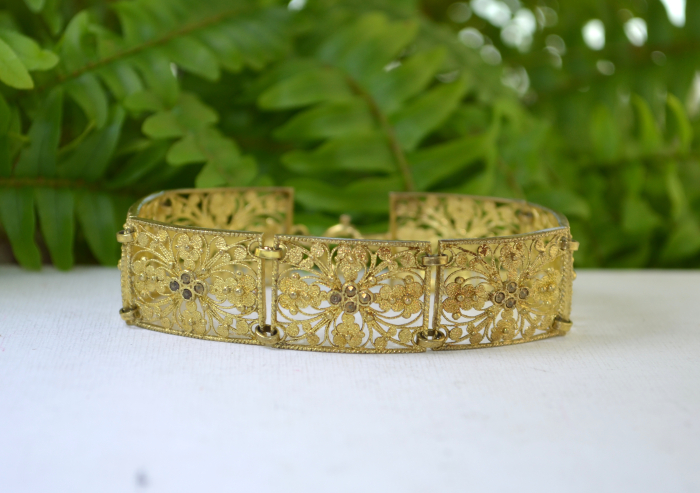 Bratara argint aurit vintage, filigran italian [4]