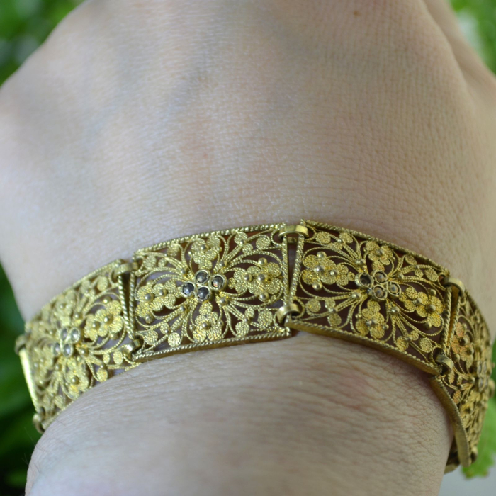 Bratara argint aurit vintage, filigran italian [2]
