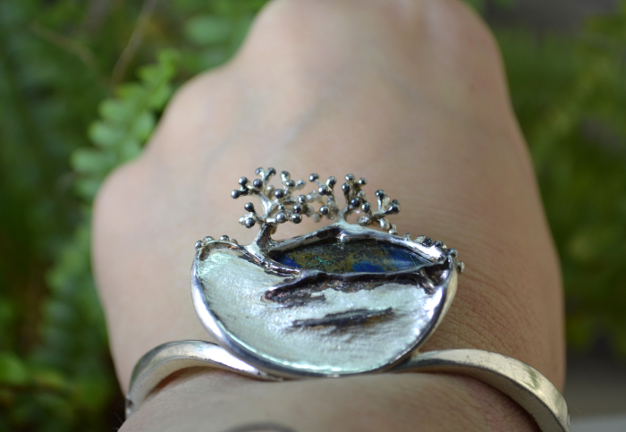 Bratara argint Biomorphic cu azurit, Bijou Jeunesse [3]