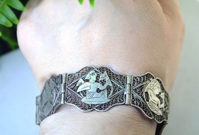 Bratara argint egipteana veche, filigran [2]