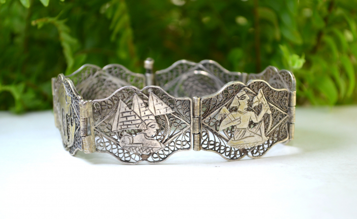 Bratara argint egipteana veche, filigran [5]