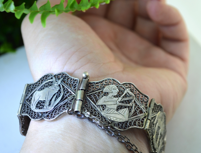 Bratara argint egipteana veche, filigran [4]