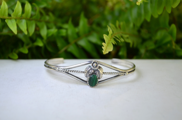 Bratara argint etnica Navajo, malachit natural [3]