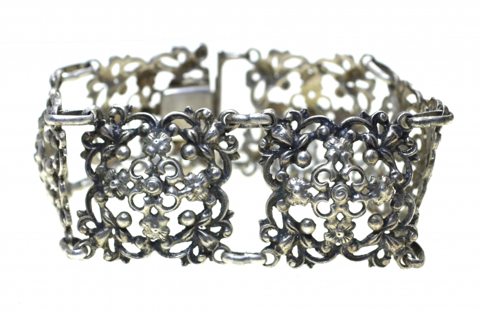 Bratara argint interbelica, design Neobaroc [3]