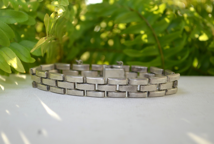 Bratara argint interbelica, model Brick Link [4]