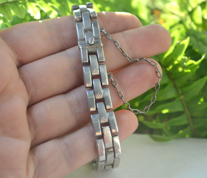 Bratara argint interbelica, model Brick Link [2]