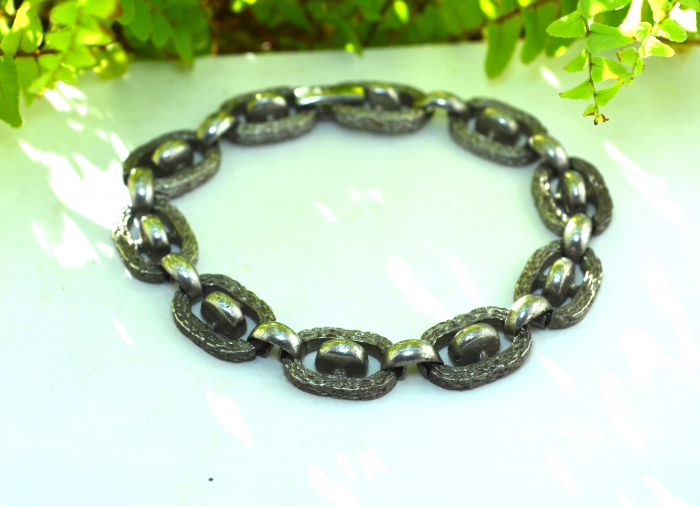 Bratara argint masiv, design modernist brutalist [4]