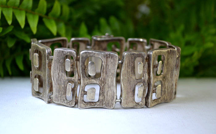 Bratara argint masiv Mid Century, design constructivist [3]