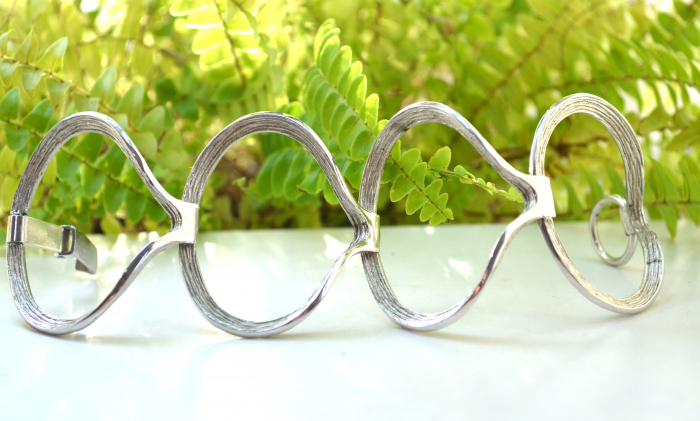 Bratara argint masiv Mid-Century, rodiata [2]