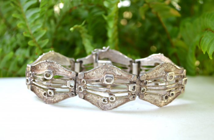 Bratara argint masiv Mid-Century, semnata [4]