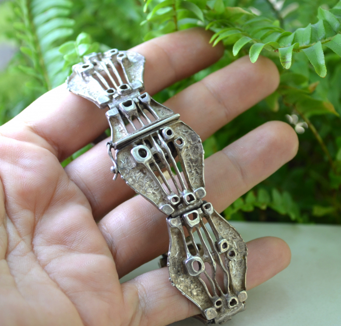 Bratara argint masiv Mid-Century, semnata [2]