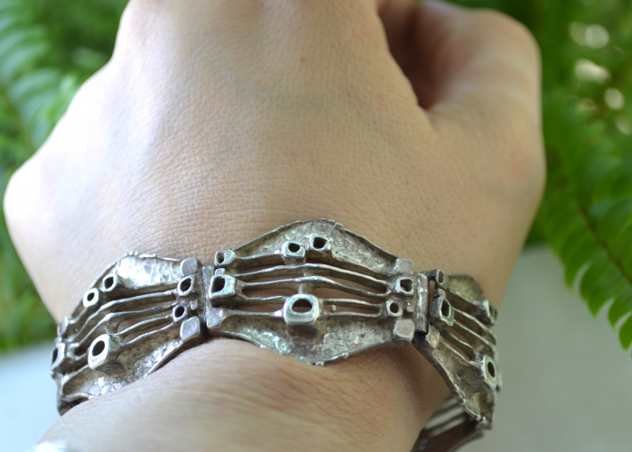 Bratara argint masiv Mid-Century, semnata [3]