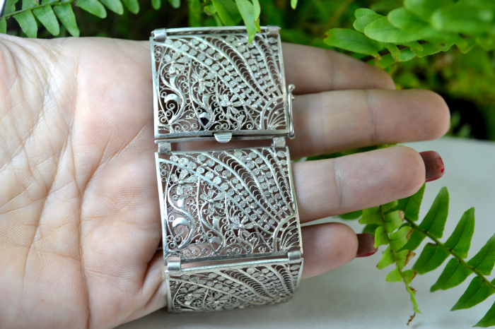 Bratara argint masiv vintage filigran bogat ornamentat lucart manual [3]