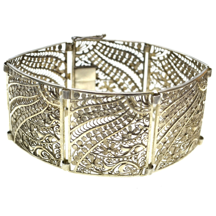 Bratara argint masiv vintage filigran bogat ornamentat lucart manual [1]