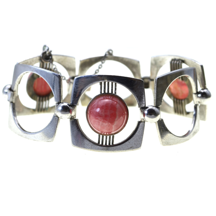 Bratara argint masiva Mid-century, Rodocrozit [1]