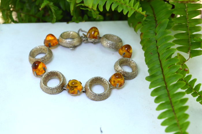 Bratara argint Mid-Century, chihlimbar, semnata Fischland [4]