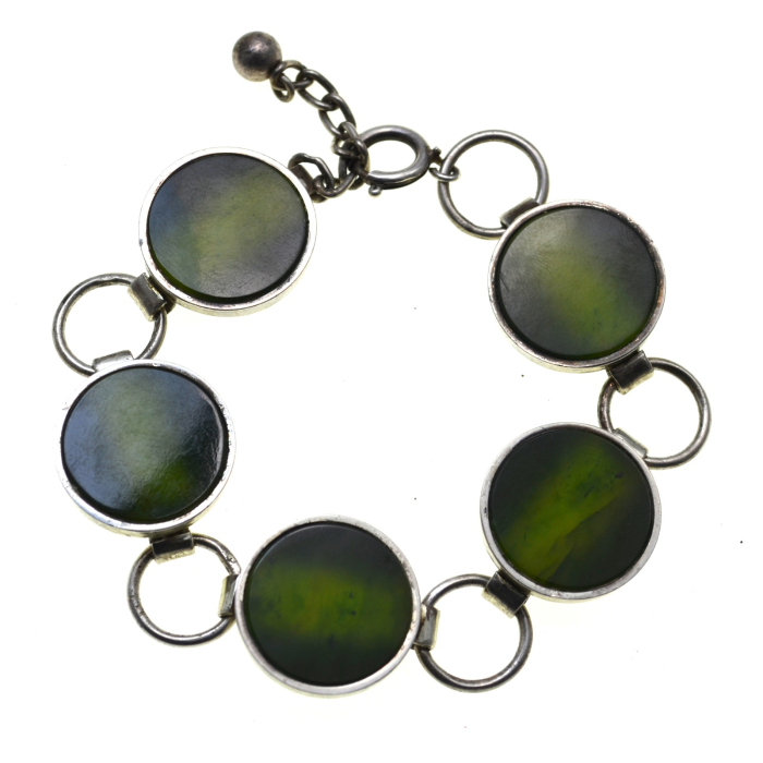 Bratara argint Mid Century, Jad Nefrit, atelier scandinav [1]