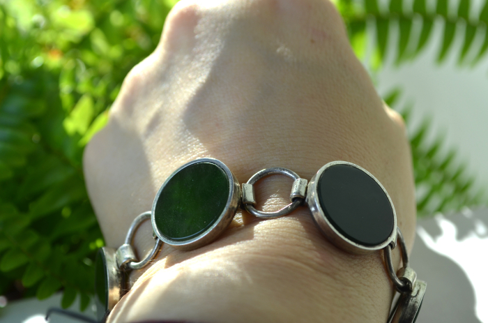 Bratara argint Mid Century, Jad Nefrit, atelier scandinav [4]