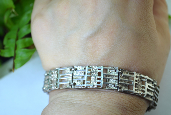 Bratara argint Mid Century, modernista cu accente brutaliste [4]