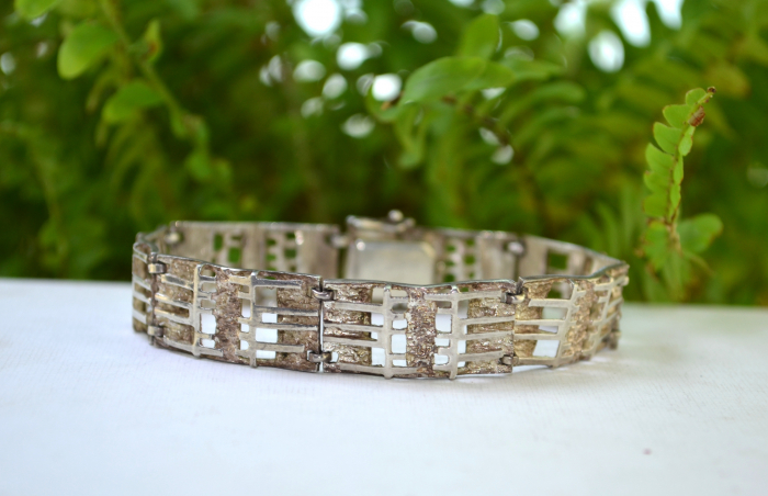 Bratara argint Mid Century, modernista cu accente brutaliste [3]