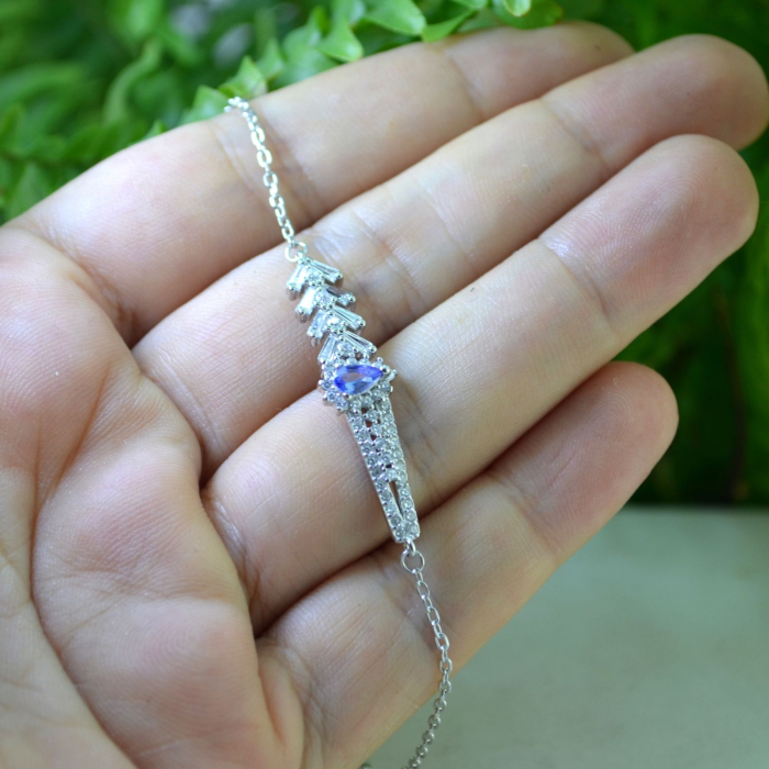 Bratara argint moderna, Tanzanit si Crystals CZ [3]