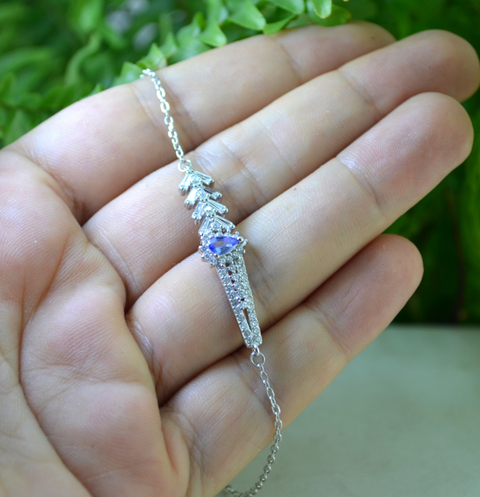 Bratara argint moderna, Tanzanit si Crystals CZ [2]