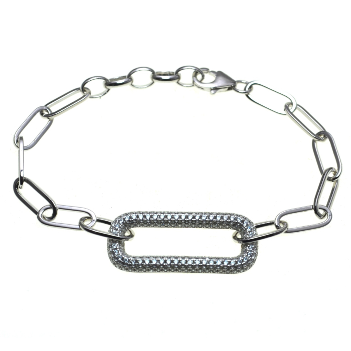 Bratara argint modernista model Paperclip cristale cz cubic zirconia [1]