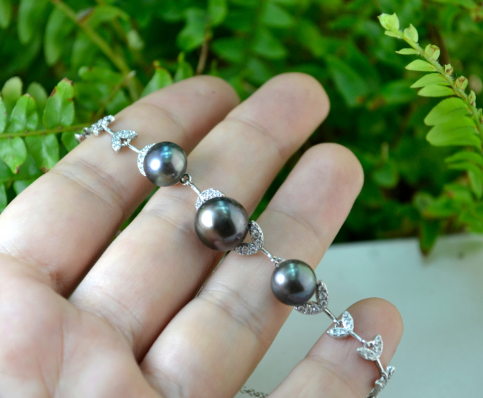 Bratara argint modernista, perle naturale si cristale CZ [2]