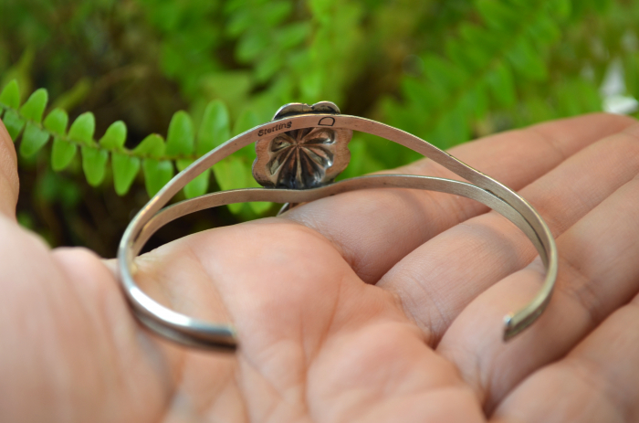 Bratara argint Navajo Eagle Feather design etnic amerindieni malachit natural piesa semnata designer indian  [2]