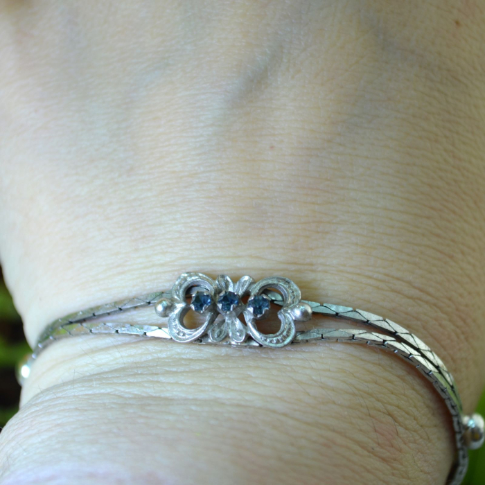 Bratara argint rodiata vintage, Sapphire CZ A Vintage Collection [3]