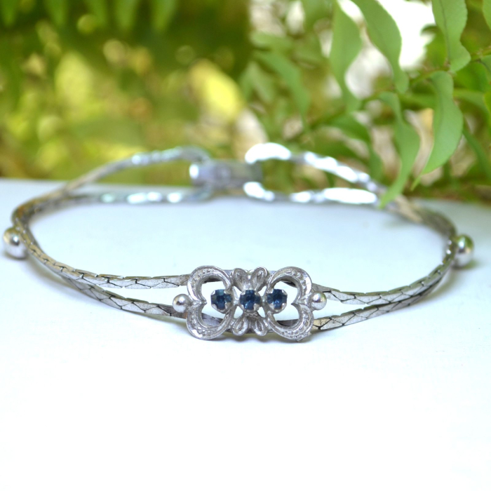 Bratara argint rodiata vintage, Sapphire CZ A Vintage Collection [5]