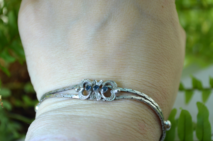 Bratara argint rodiata vintage, Sapphire CZ A Vintage Collection [3]