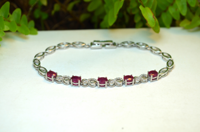 Bratara argint Tennis 5 rubine naturale cristale cz cubic zirconia [4]