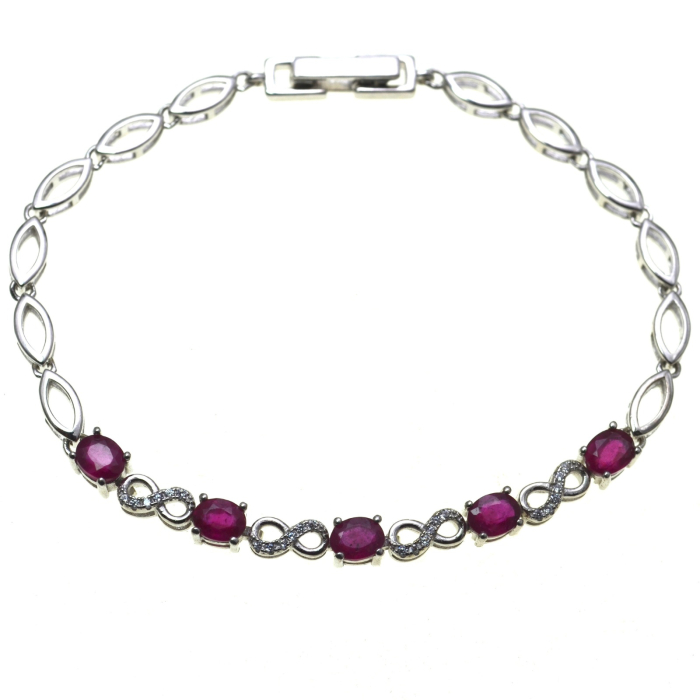 Bratara argint Tennis 5 rubine naturale cristale cz cubic zirconia [1]