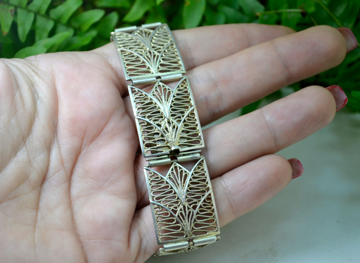 Bratara argint usor aurita lucrata manual filigran semnata atelier german [2]