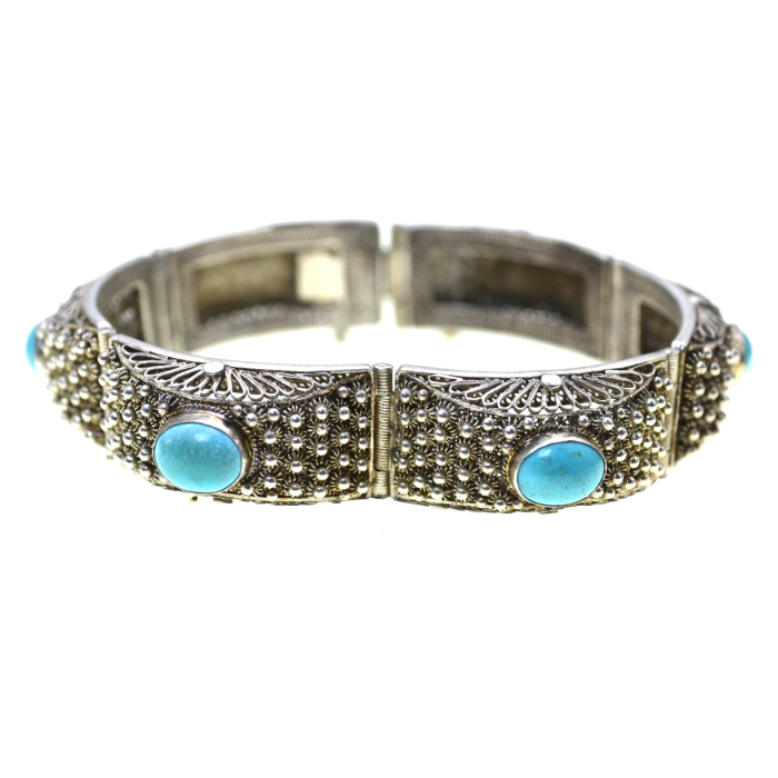 Bratara argint veche chinezeasca, turcoaze [1]