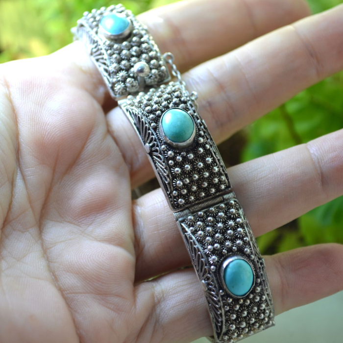 Bratara argint veche chinezeasca, turcoaze [2]