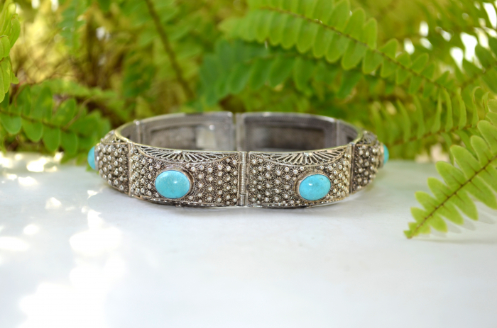 Bratara argint veche chinezeasca, turcoaze [4]